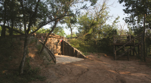 Rick realized he had found the perfect place to build the iconic structure of the frontier prairie: a sturdy bank cut thousands of years ago by a shift in the Brazos River.