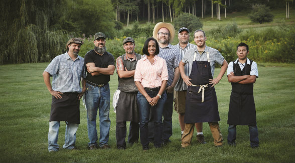 AT THE READY: Jeremy Stanton (third from left) and his crew of weekend warriors create culinary experiences celebrating local and seasonal ingredients. 