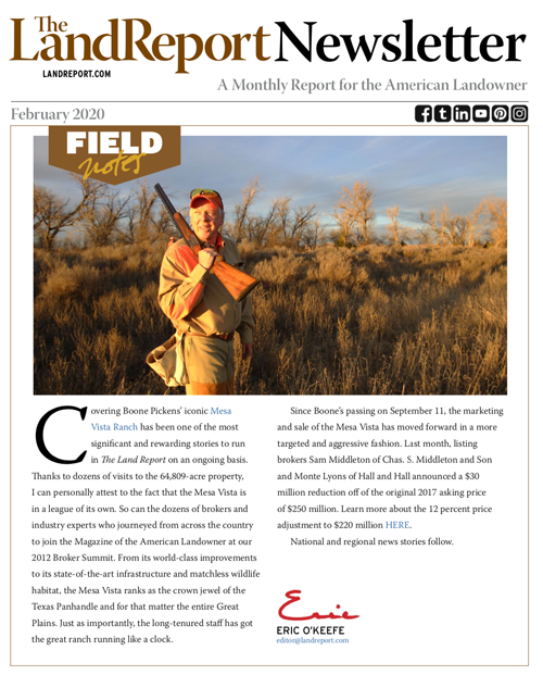 Land Report February 2020 newsletter cover