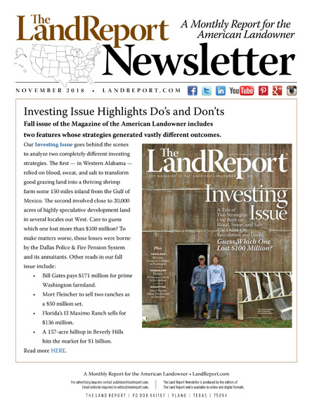 Land Report November 2018 Newsletter