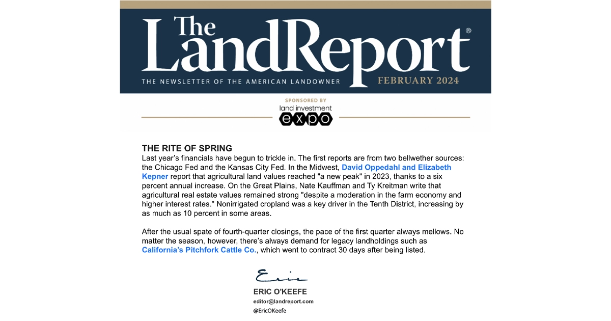 The Land Report Newsletter, Newsletter, February